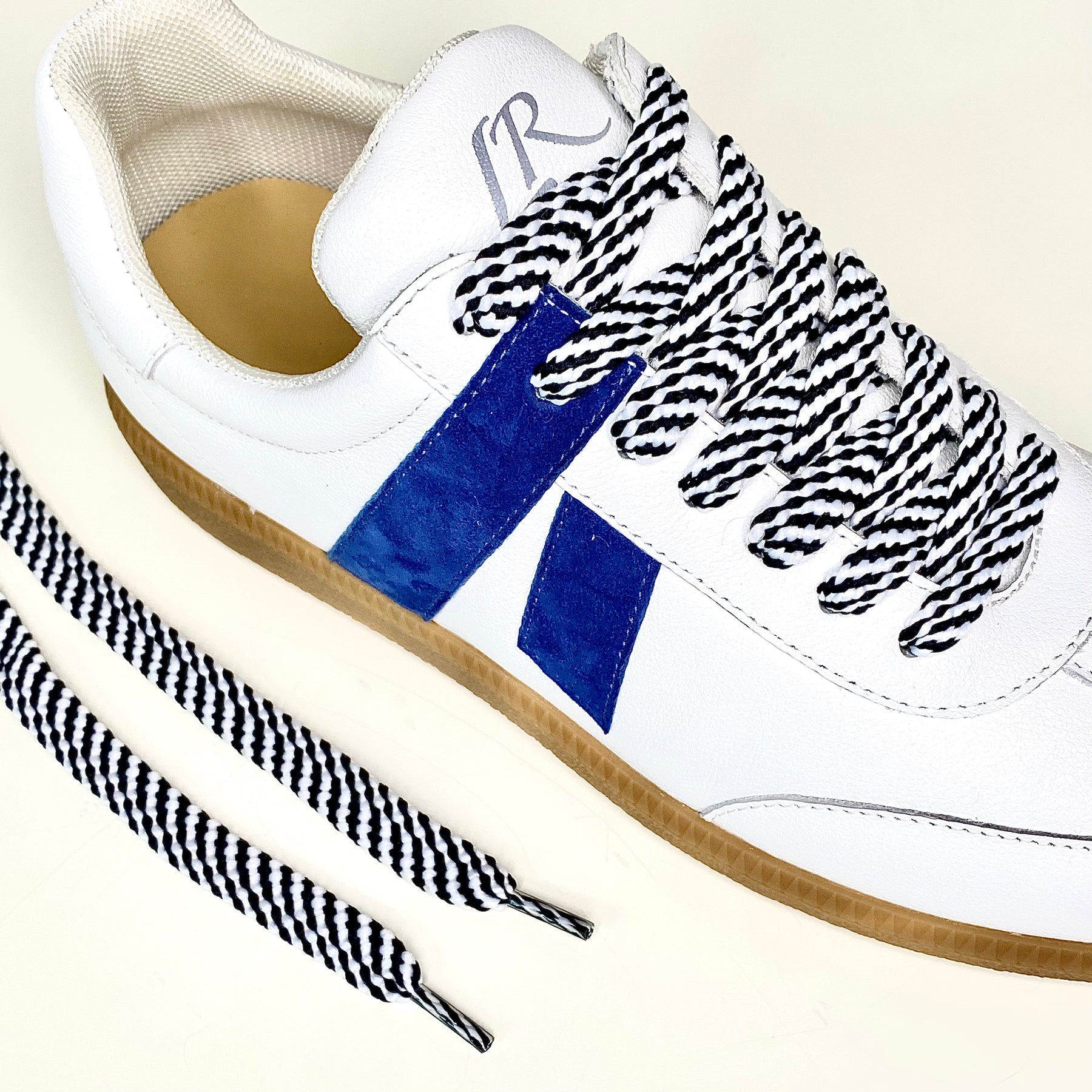 Black White Striped Laces