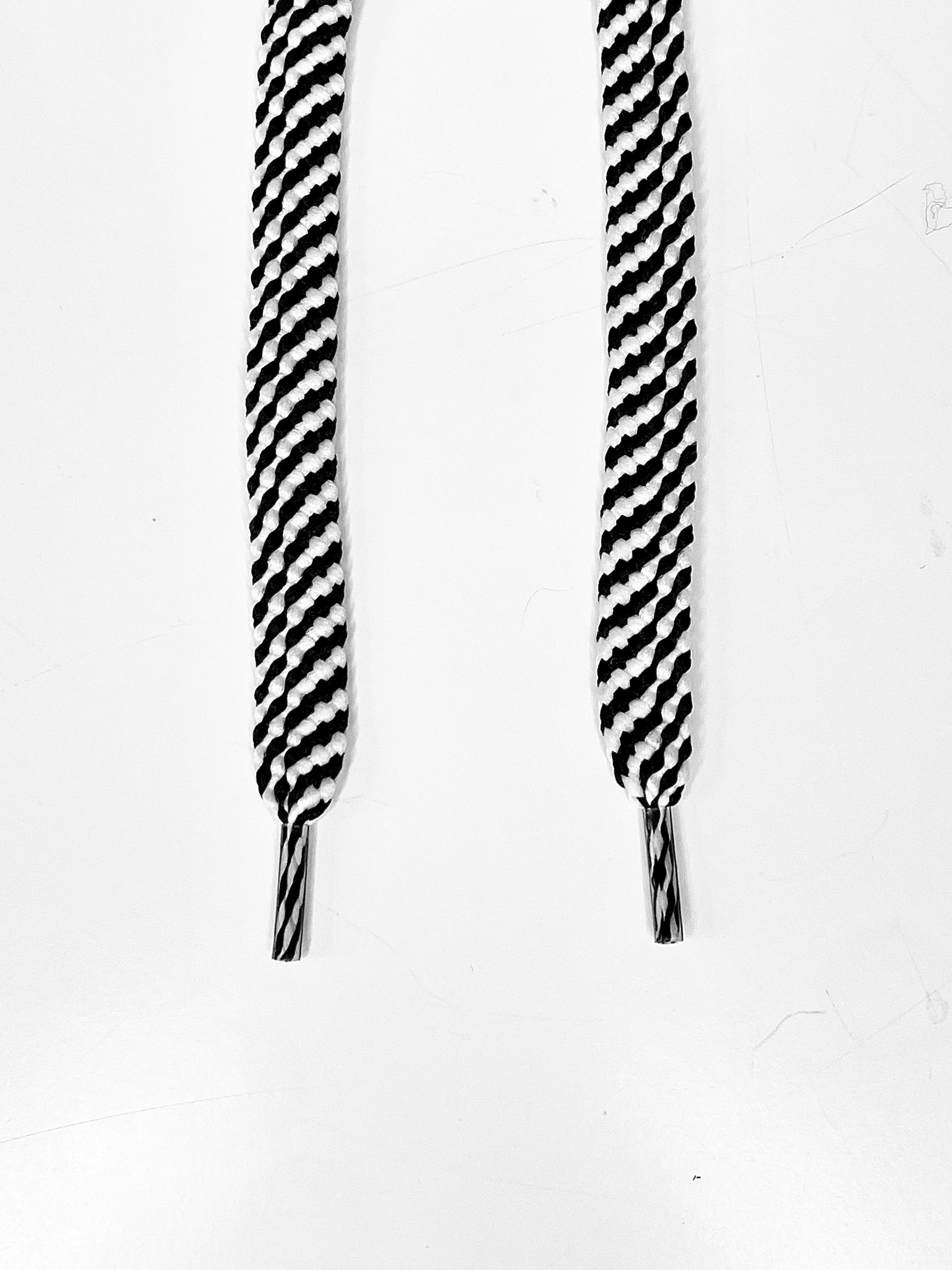 Black White Striped Laces