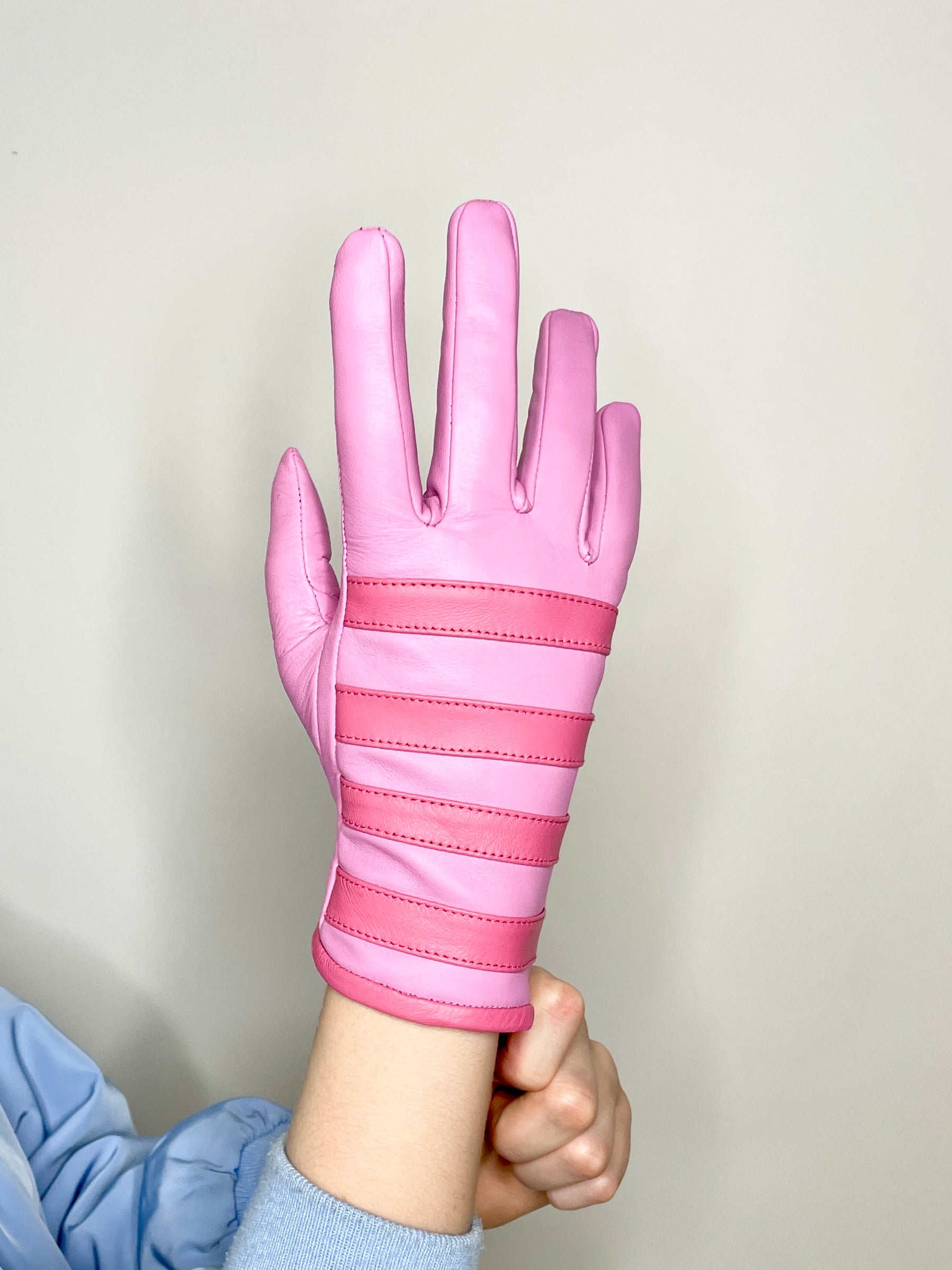 Gloves Suzy Stripe - Baby pink/Pink