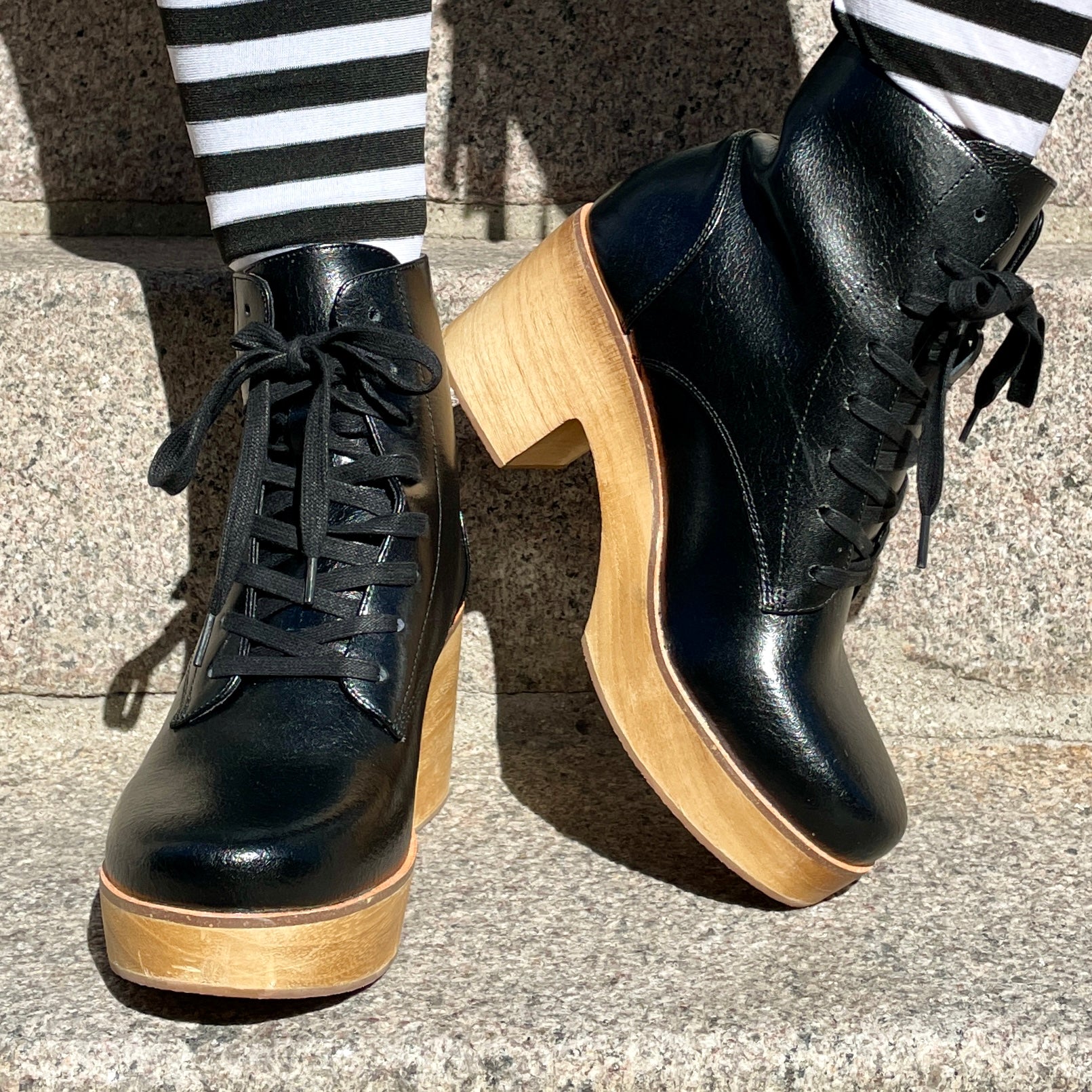 Sanita Wood-Colo Plateau Boot Black