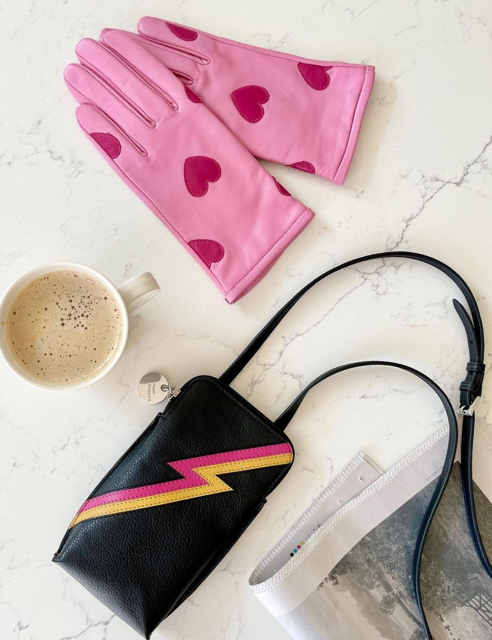Pink heart gloves