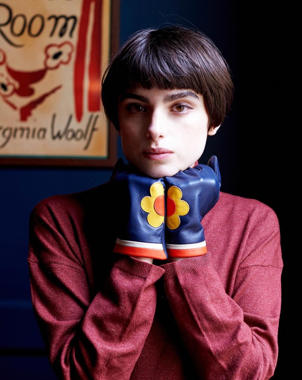 Navy Daisy gloves