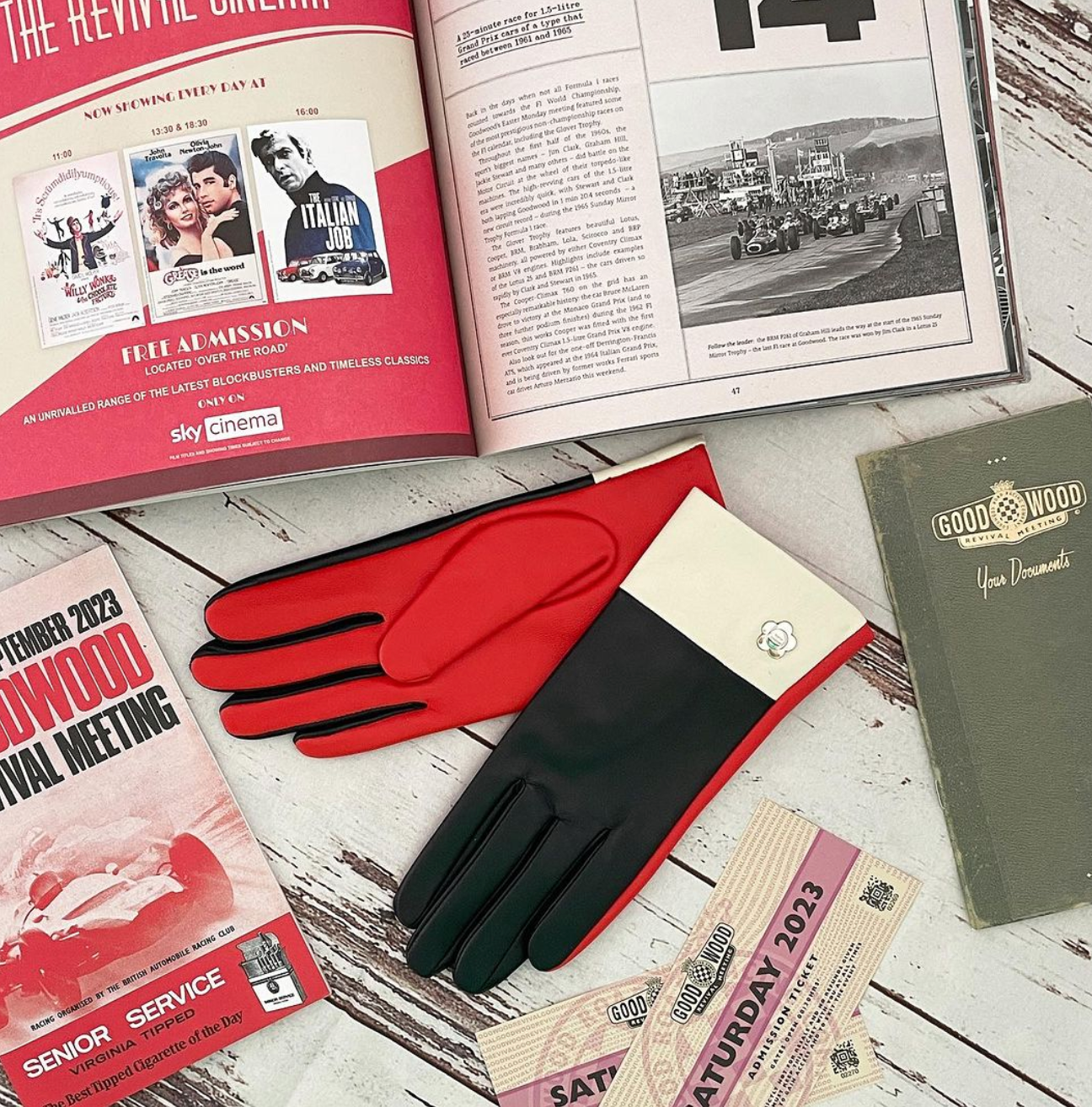 2 Tone Black,White & Red gloves