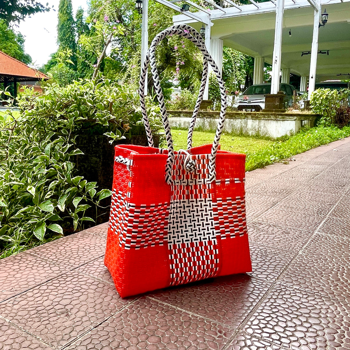 Bonita medium Shopper - Vegan - Red-White