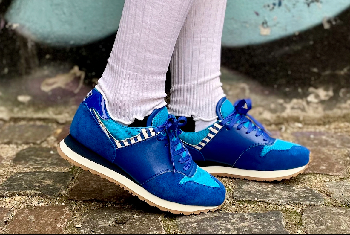 Serena Cobalt Sneakers outside
