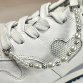 Dainty White And Silver Beaded Charm