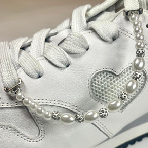 Dainty White And Silver Beaded Charm