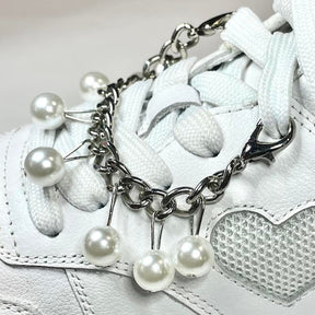 Chunky Silver Chain with White Pearls