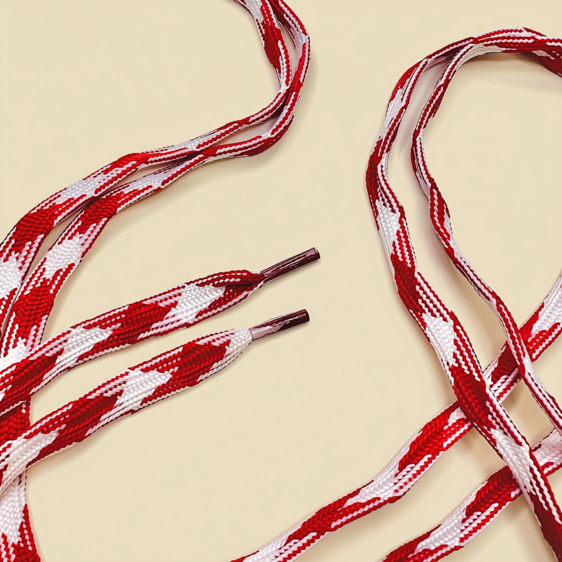 Checked Red / White Laces
