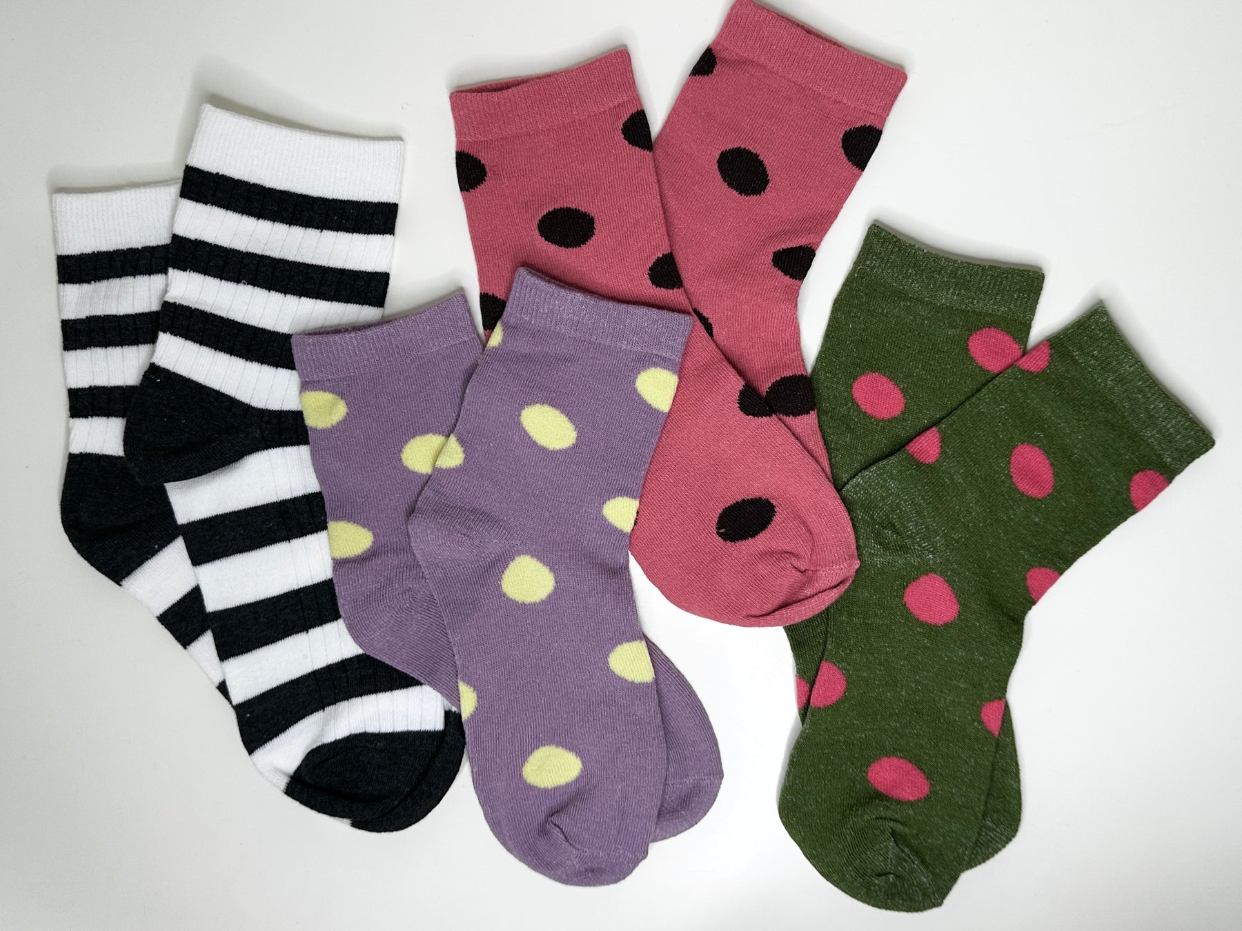 Pink & Brown Dottie - Mid Leg Socks