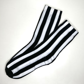Black & White Stripes - Mid Leg Socks