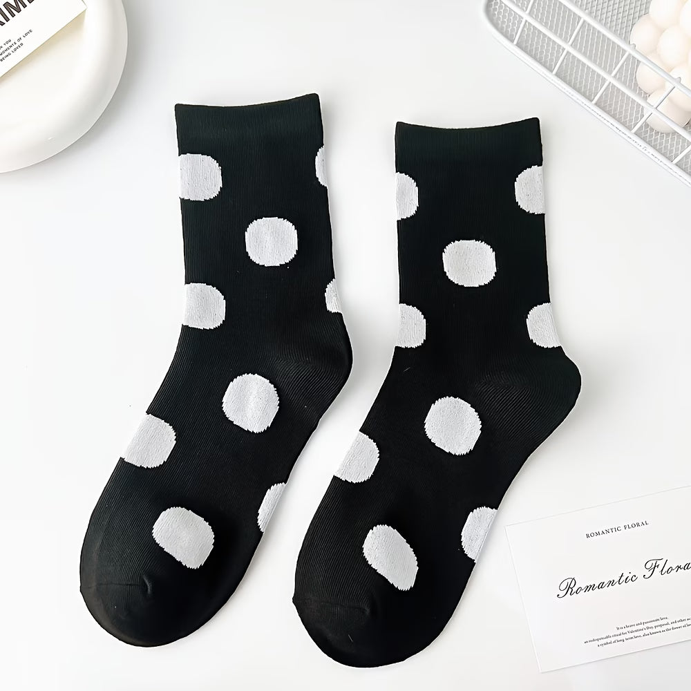Black & White Dottie - Mid Leg Socks