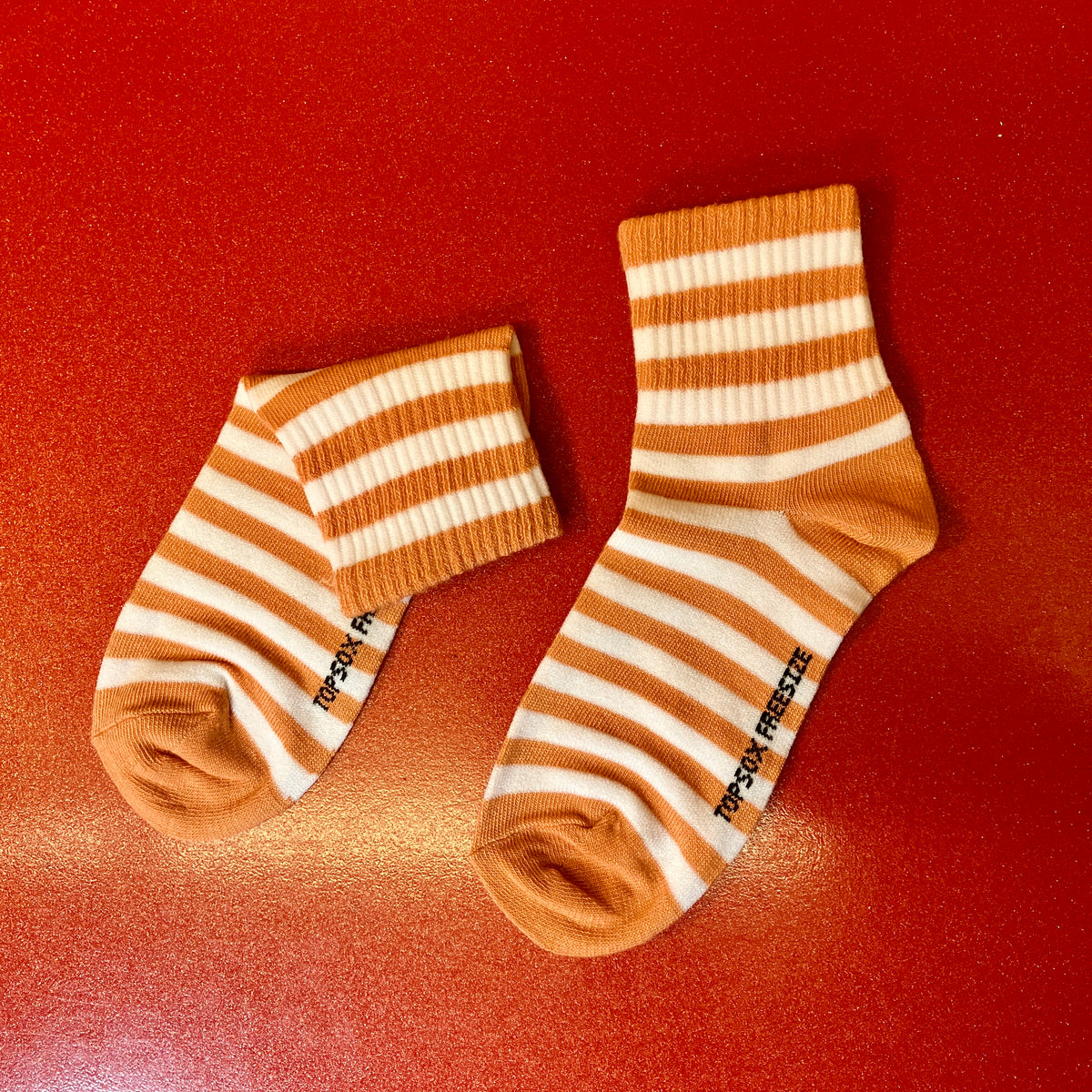 Anklets - Rust/White striped