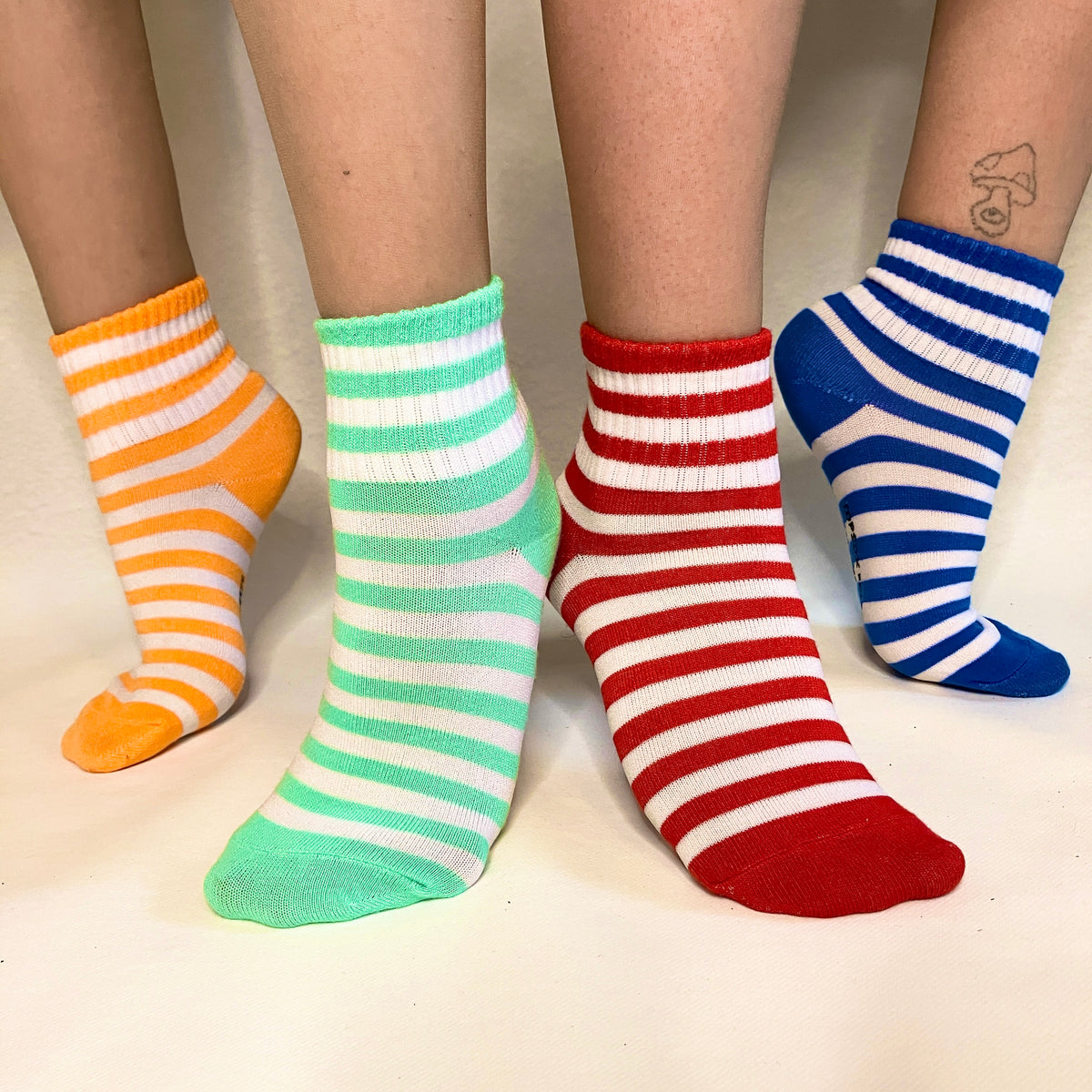 Anklets - Orange/White striped