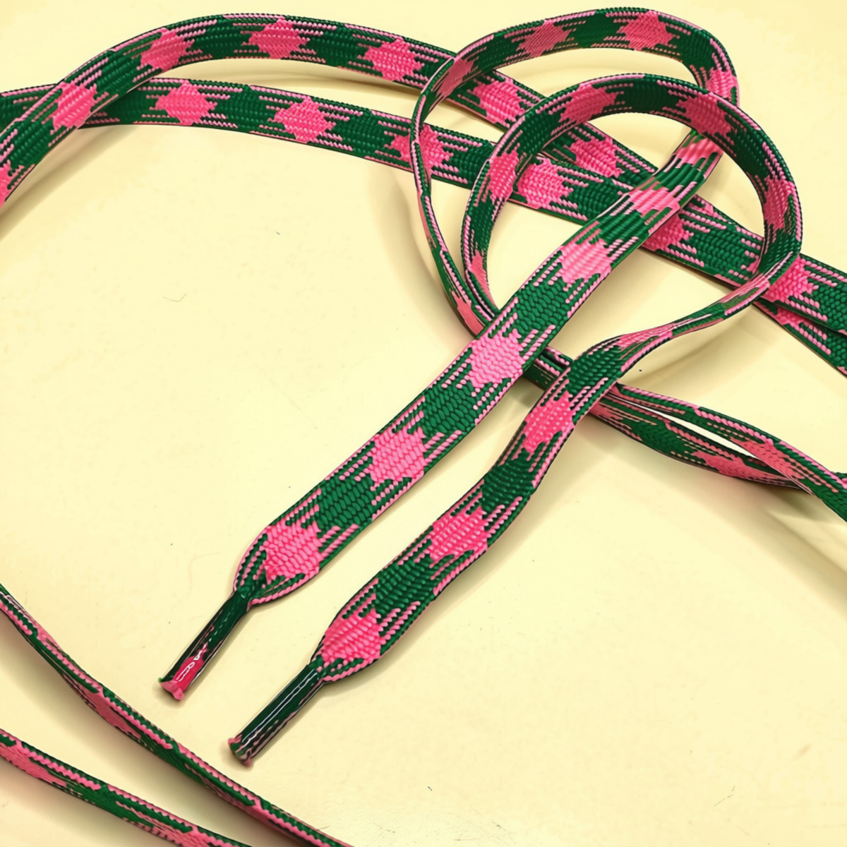 Green Pink Diamond Checker Laces