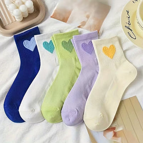 Hearts Blue - Mid Leg Socks
