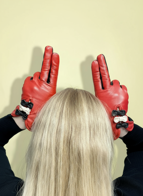 Gloves Betty Bow - Red/Black