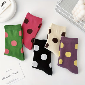 Black & White Dottie - Mid Leg Socks