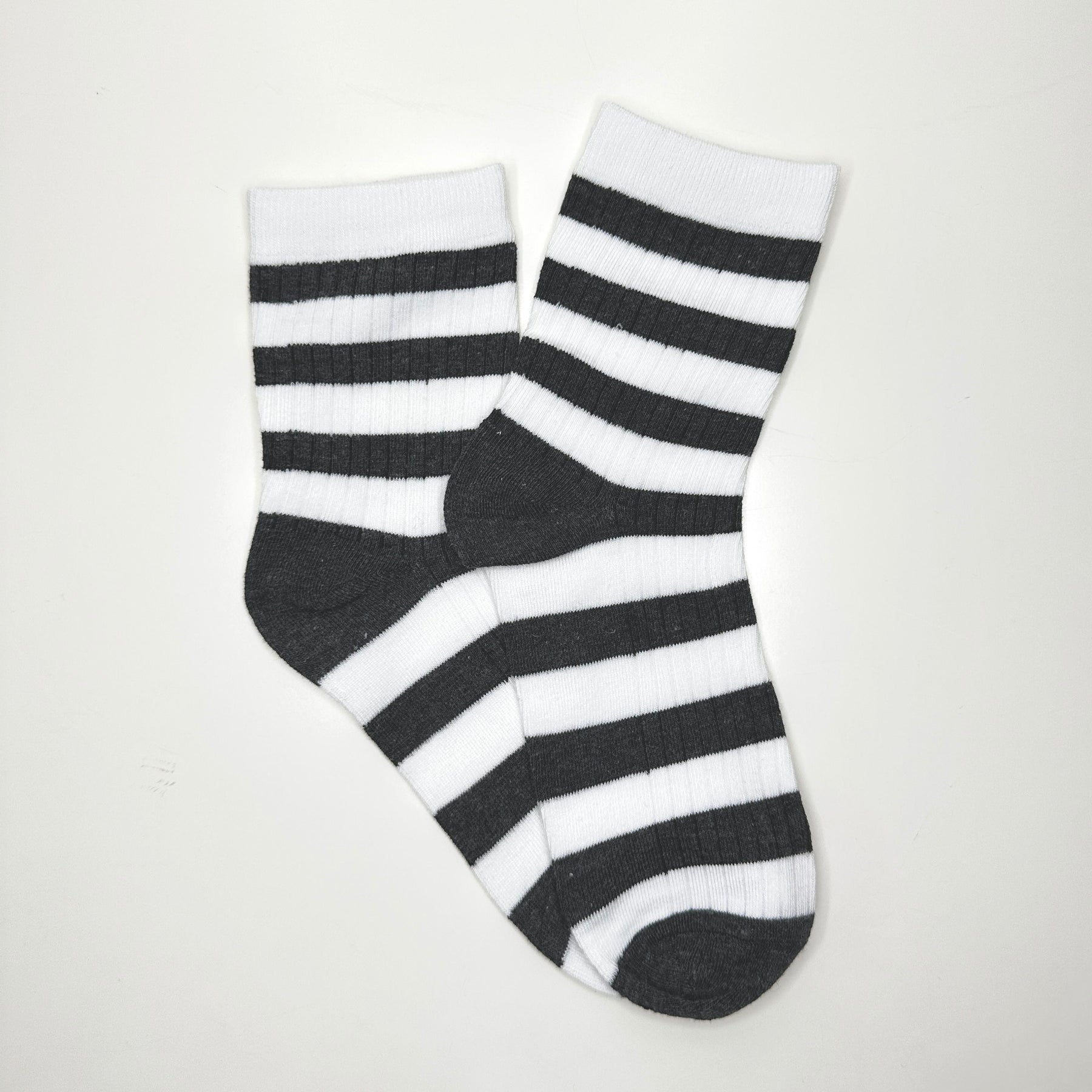 Grey & White Stripes - Mid Leg Socks