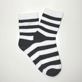 Grey & White Stripes - Mid Leg Socks