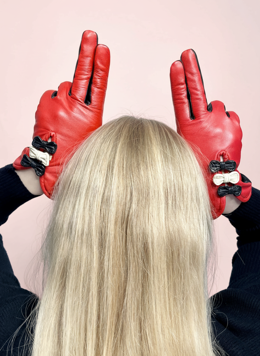 Gloves Betty Bow - Red/Black
