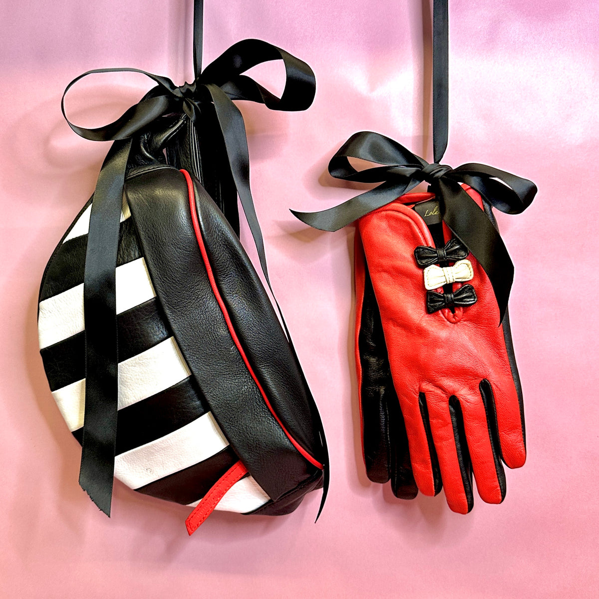 Gloves Betty Bow - Red/Black