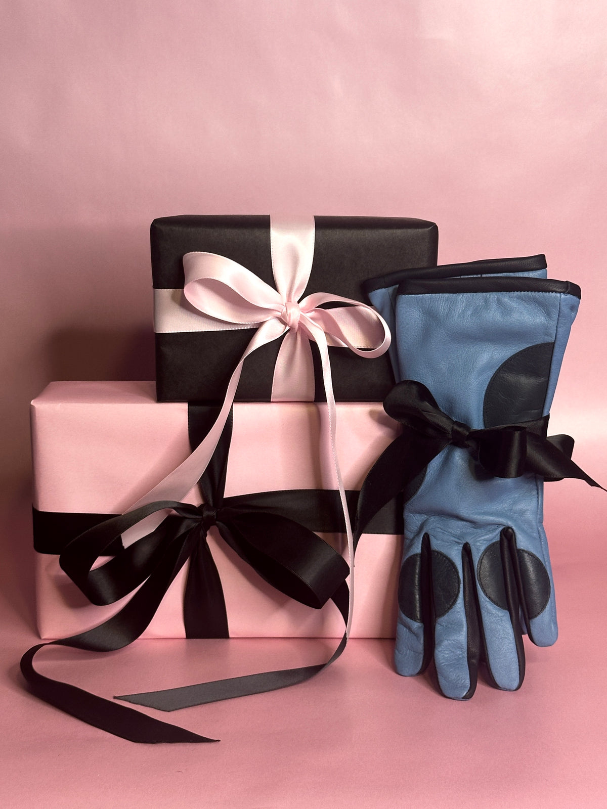 Gloves Dottie Dots - Baby blue/Navy