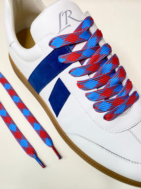 Blue Red Diamond Checker Laces