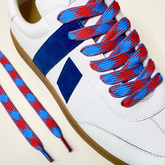 Blue Red Diamond Checker Laces