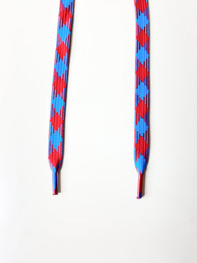 Blue Red Diamond Checker Laces