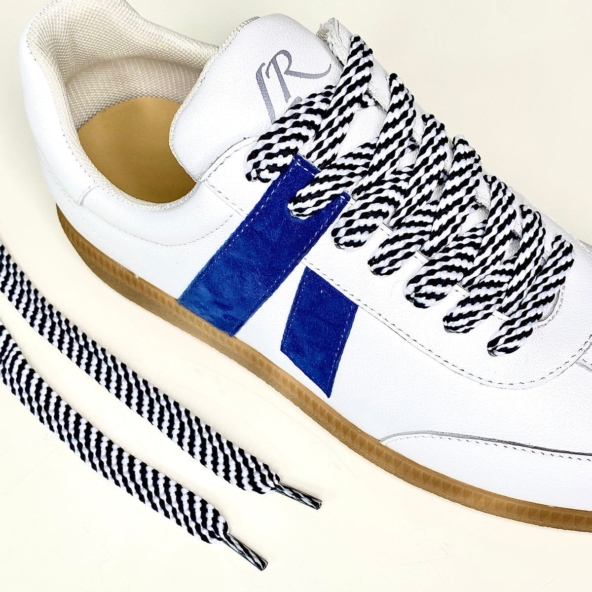 Black White Striped Laces