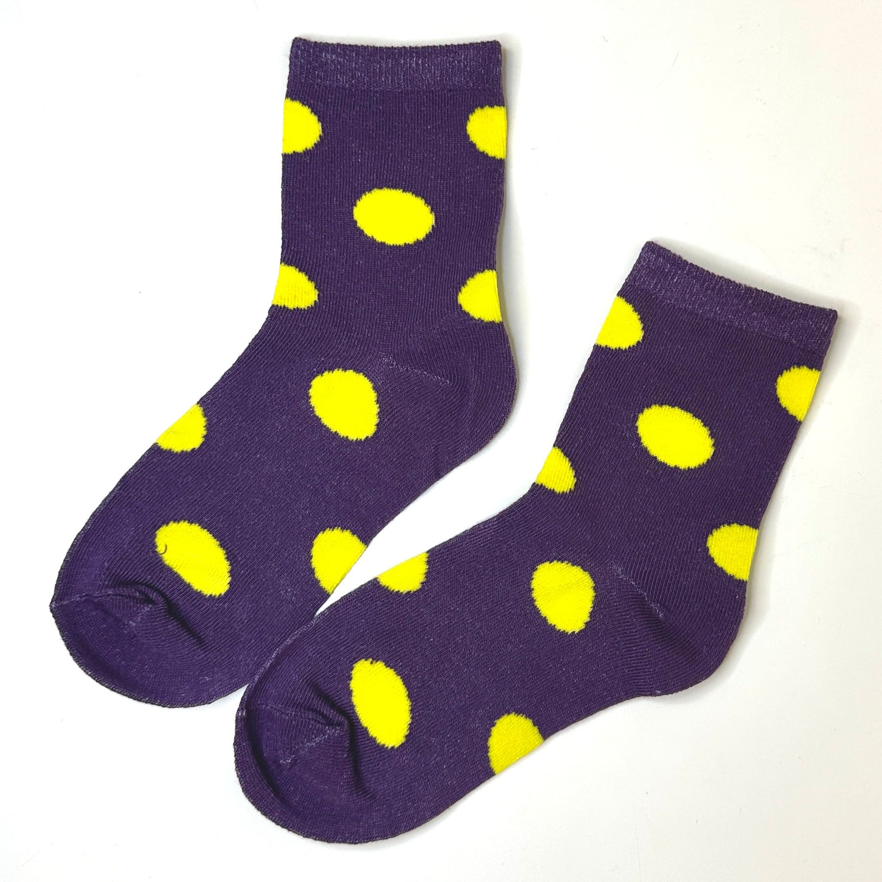 Purple & Yellow Dottie - Mid Leg Socks