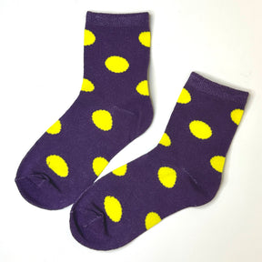Purple & Yellow Dottie - Mid Leg Socks