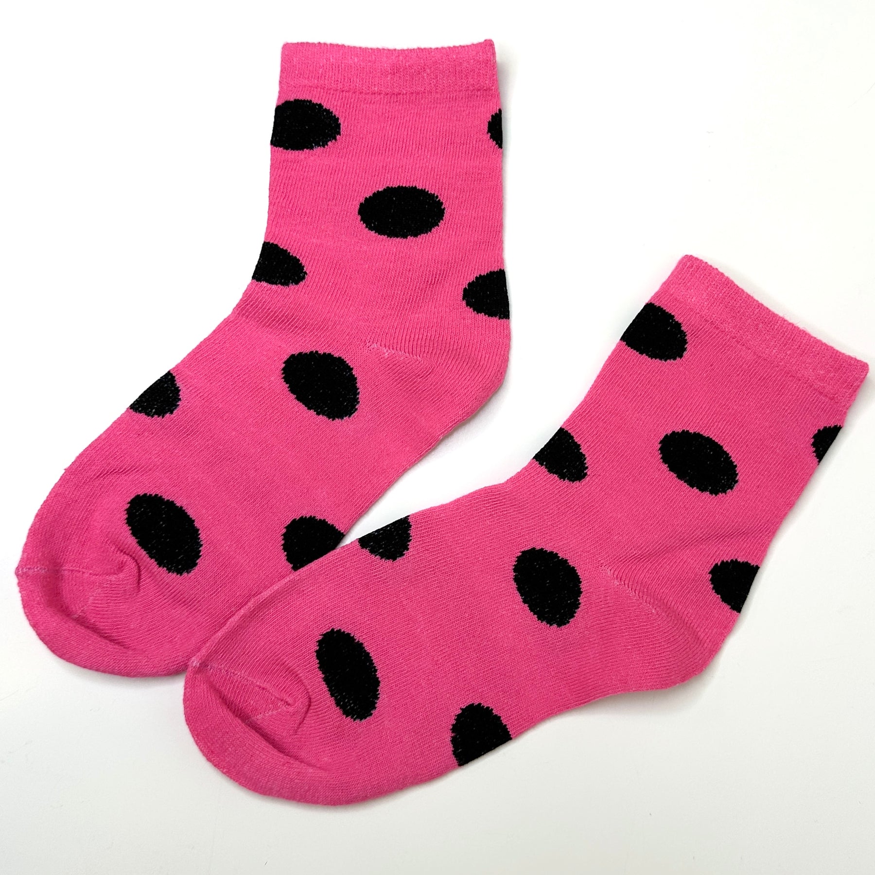 Pink & Black Dottie - Mid Leg Socks