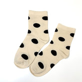 Cream & Black Dottie - Mid Leg Socks
