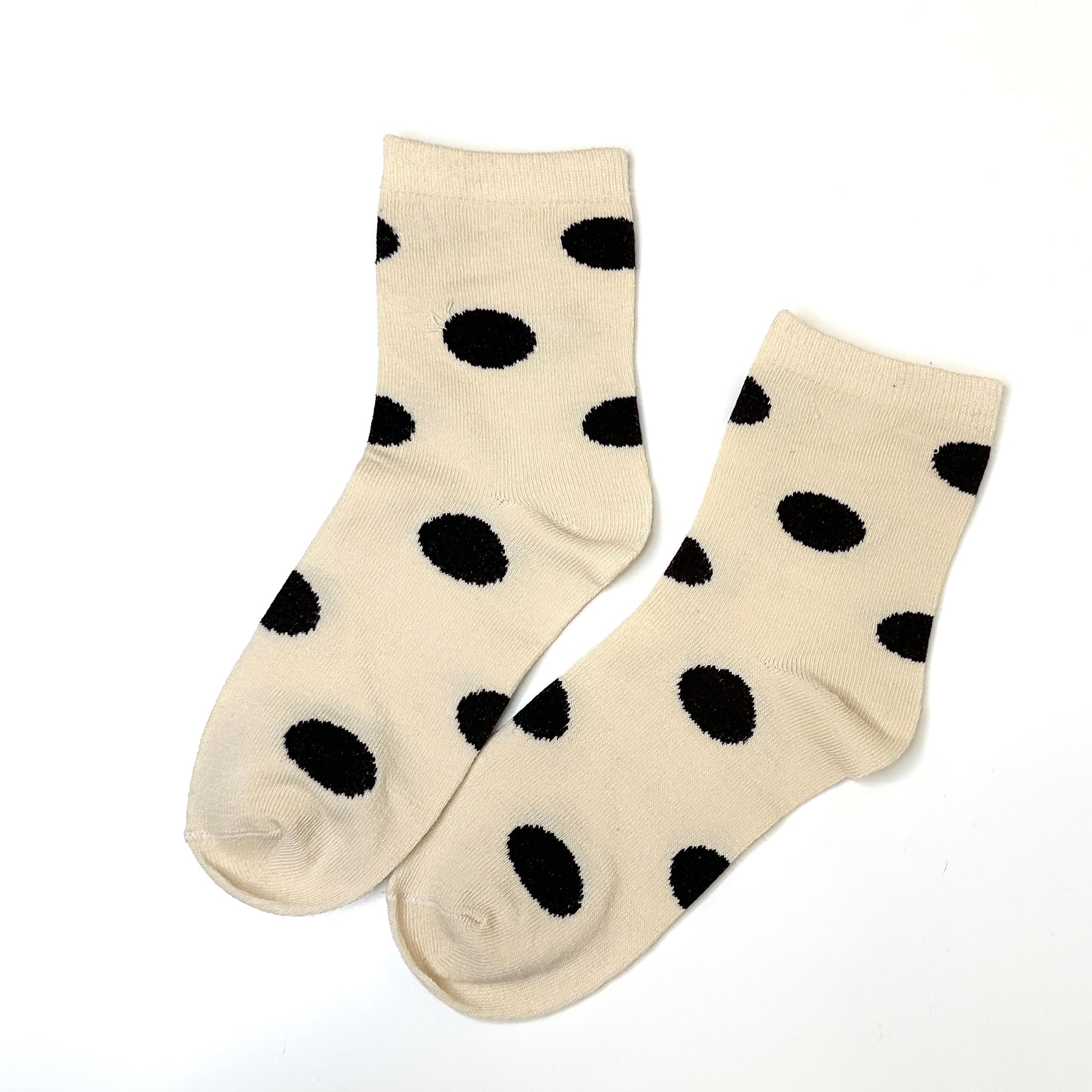 Cream & Black Dottie - Mid Leg Socks