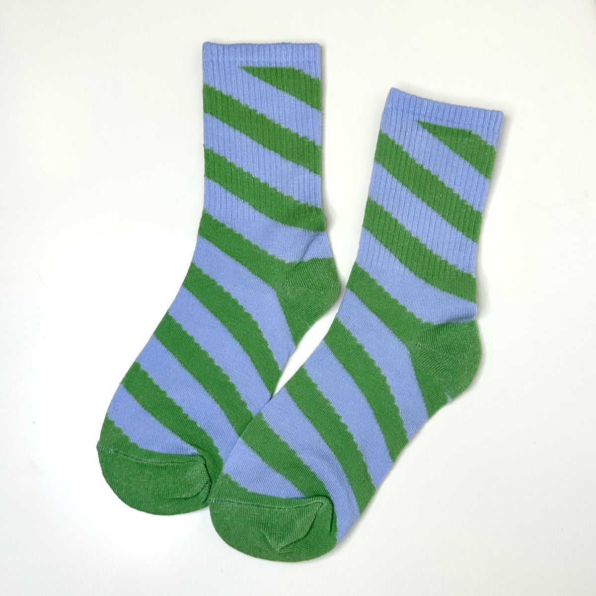 Blue & Green Stripey - Mid Leg Socks