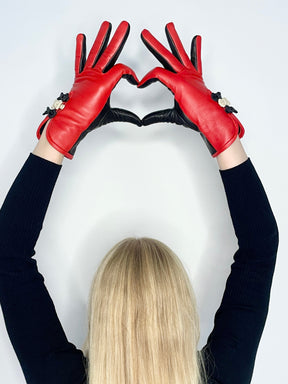 Gloves Betty Bow - Red/Black