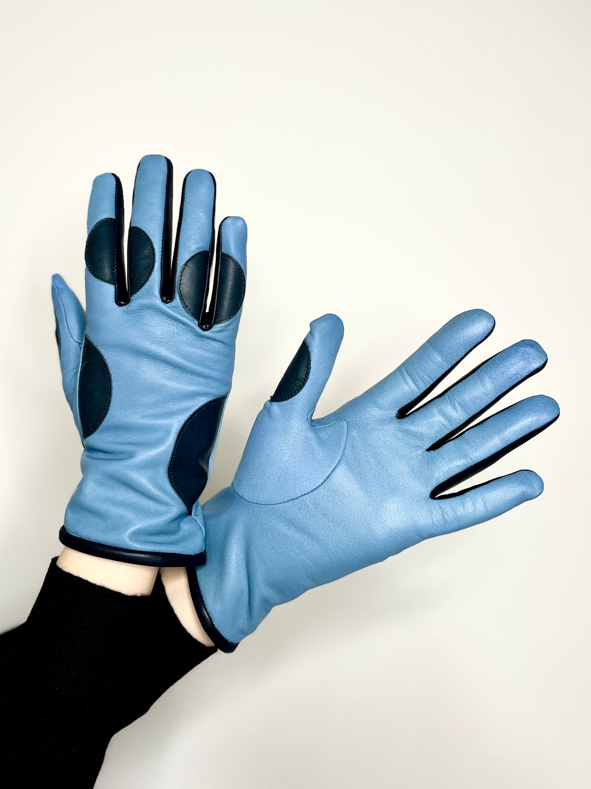 Gloves Dottie Dots - Baby blue/Navy