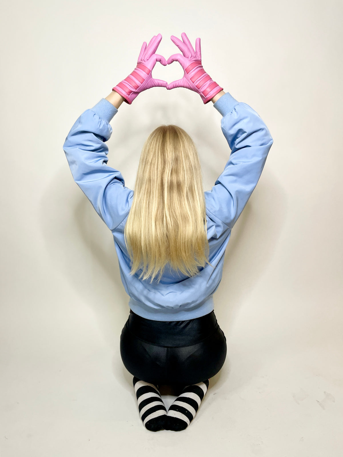 Gloves Suzy Stripe - Baby pink/Pink