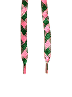 Green Pink Diamond Checker Laces