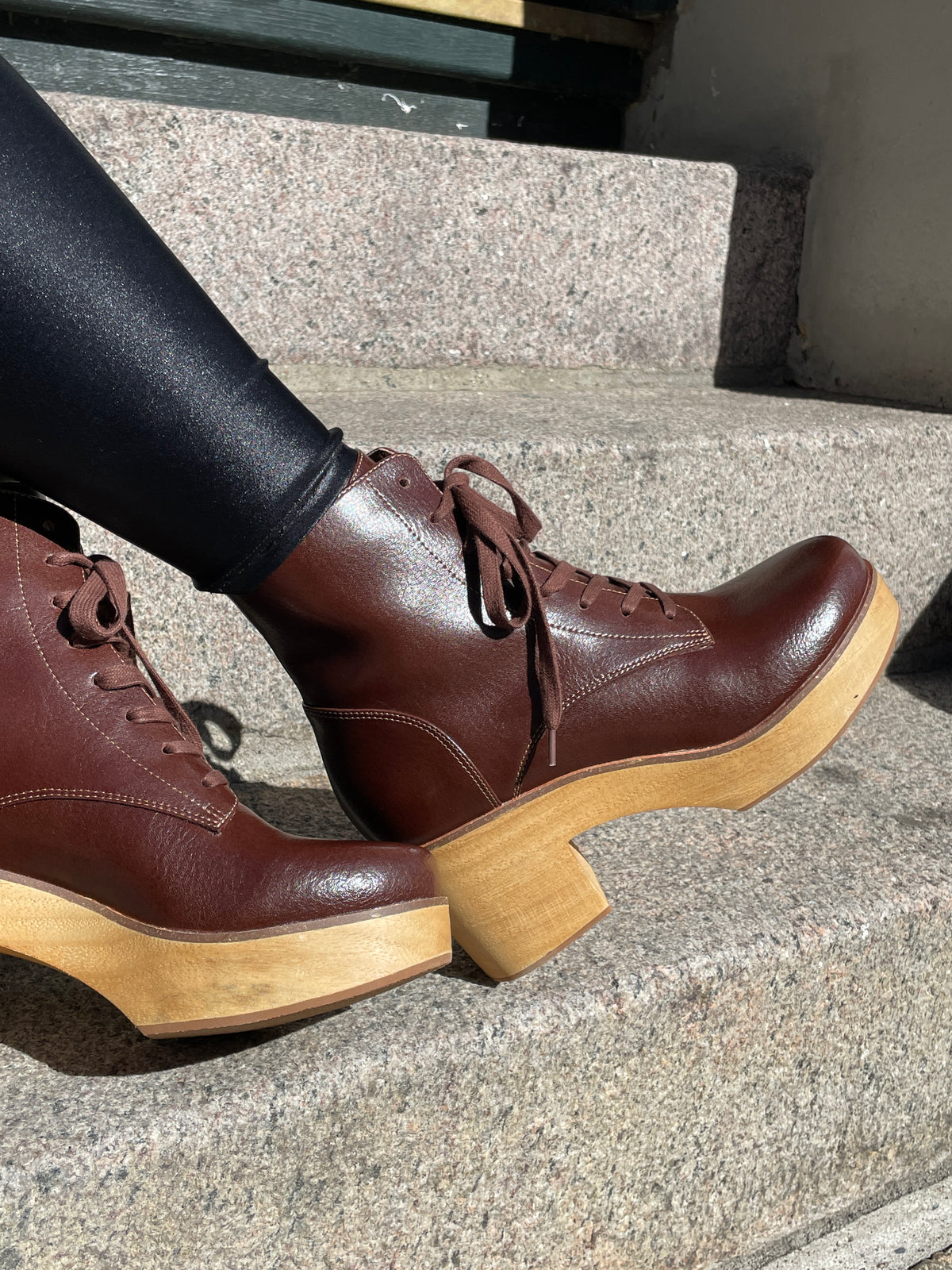 Sanita Wood-Colo Plateau Boot Dark Brown