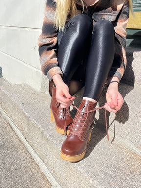 Sanita Wood-Colo Plateau Boot Dark Brown