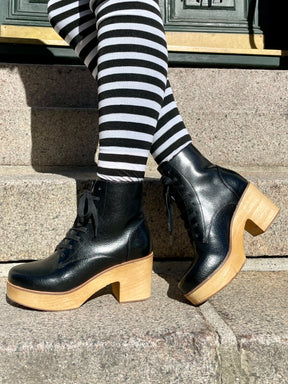 Sanita Wood-Colo Plateau Boot Black