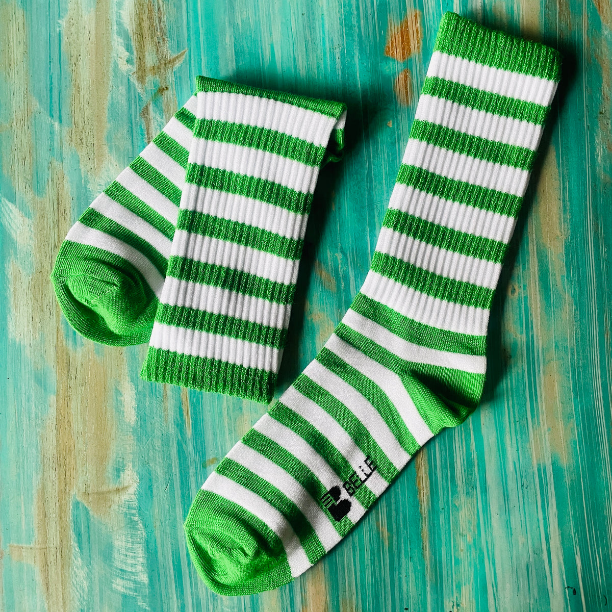 Mid legs-Green/White striped