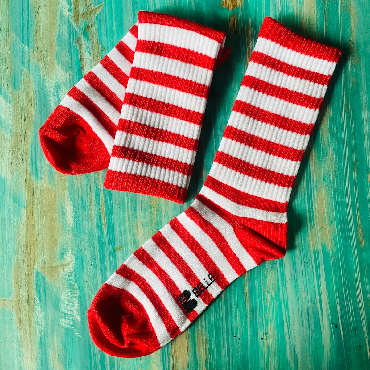 Mid legs-Red/White striped