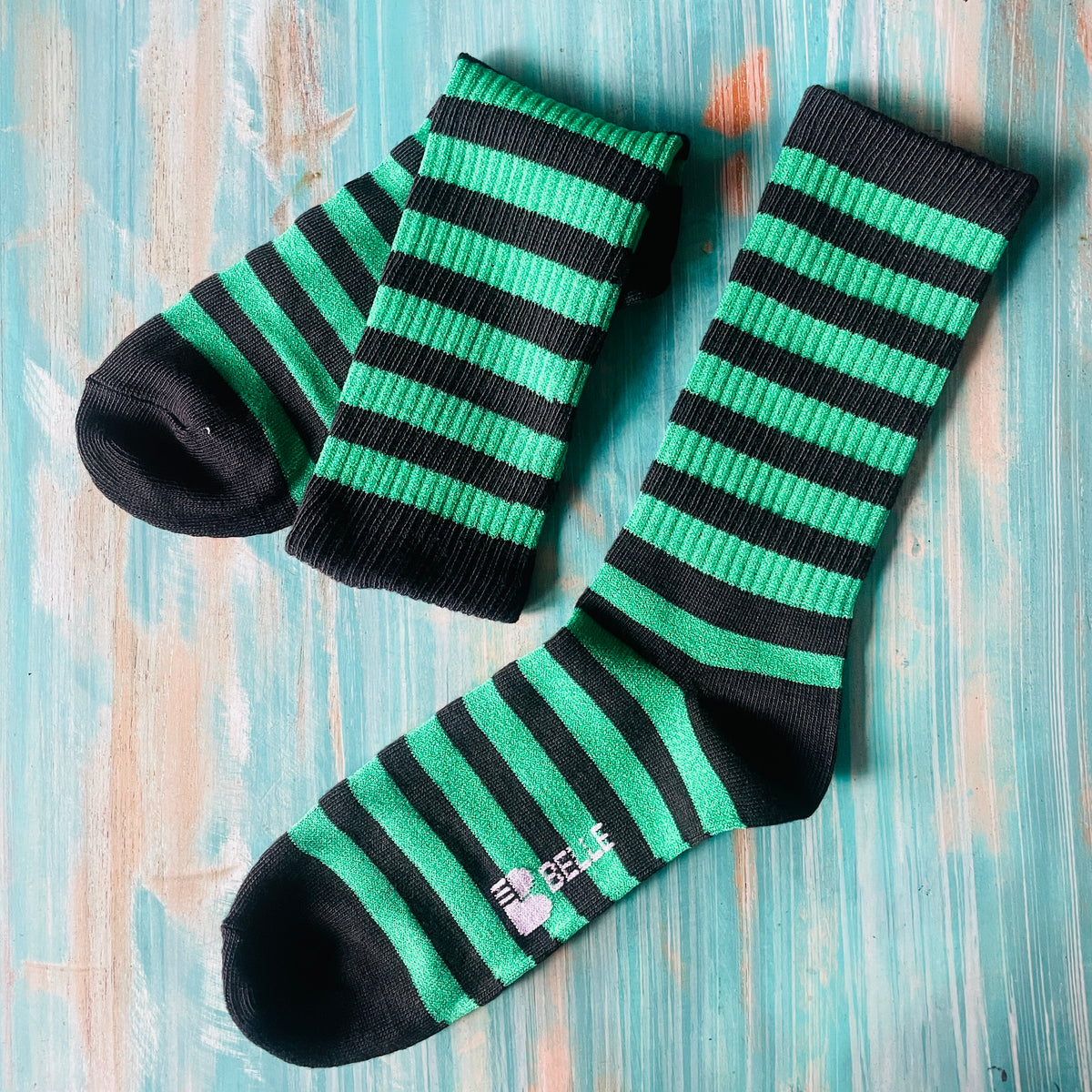 Mid legs-Green/Black striped