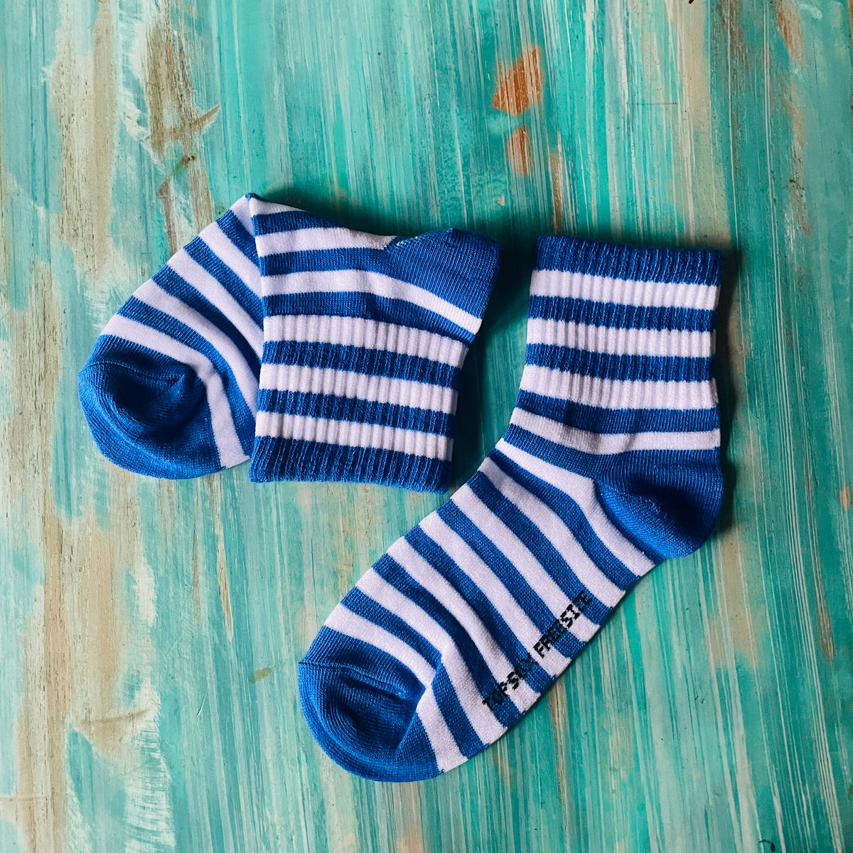 Anklets - Blue/White striped