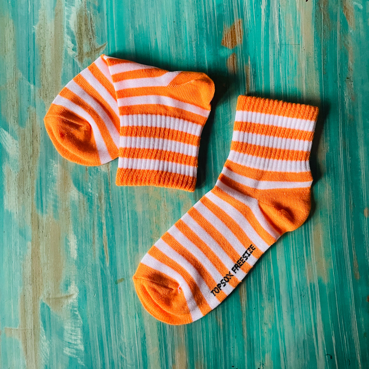 Anklets - Orange/White striped