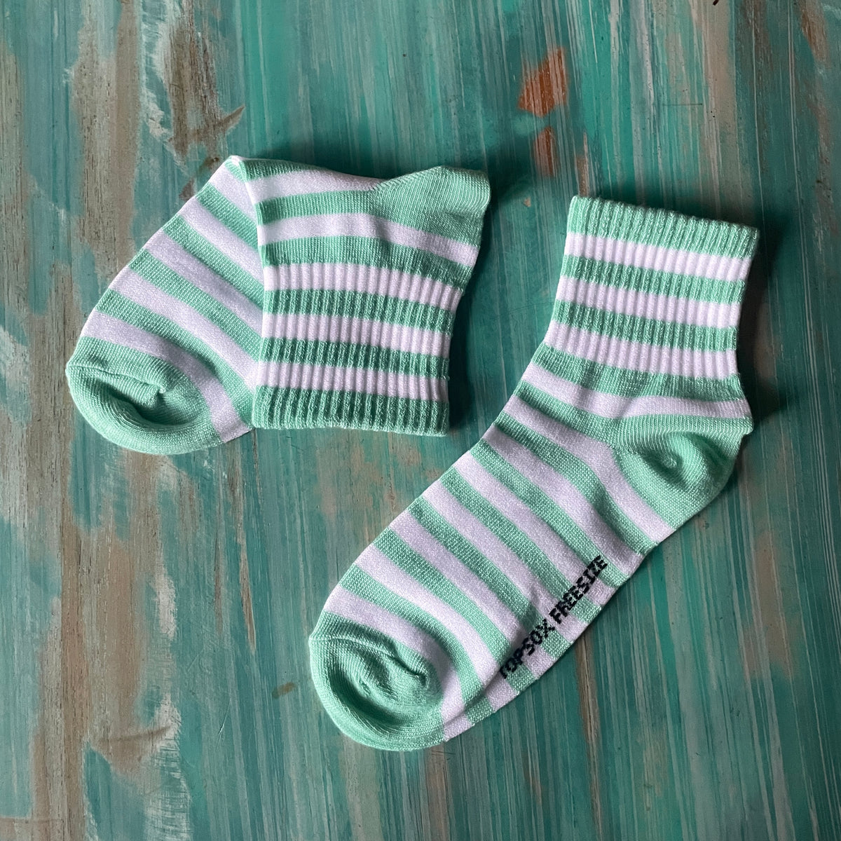 Anklets - Mint/White striped